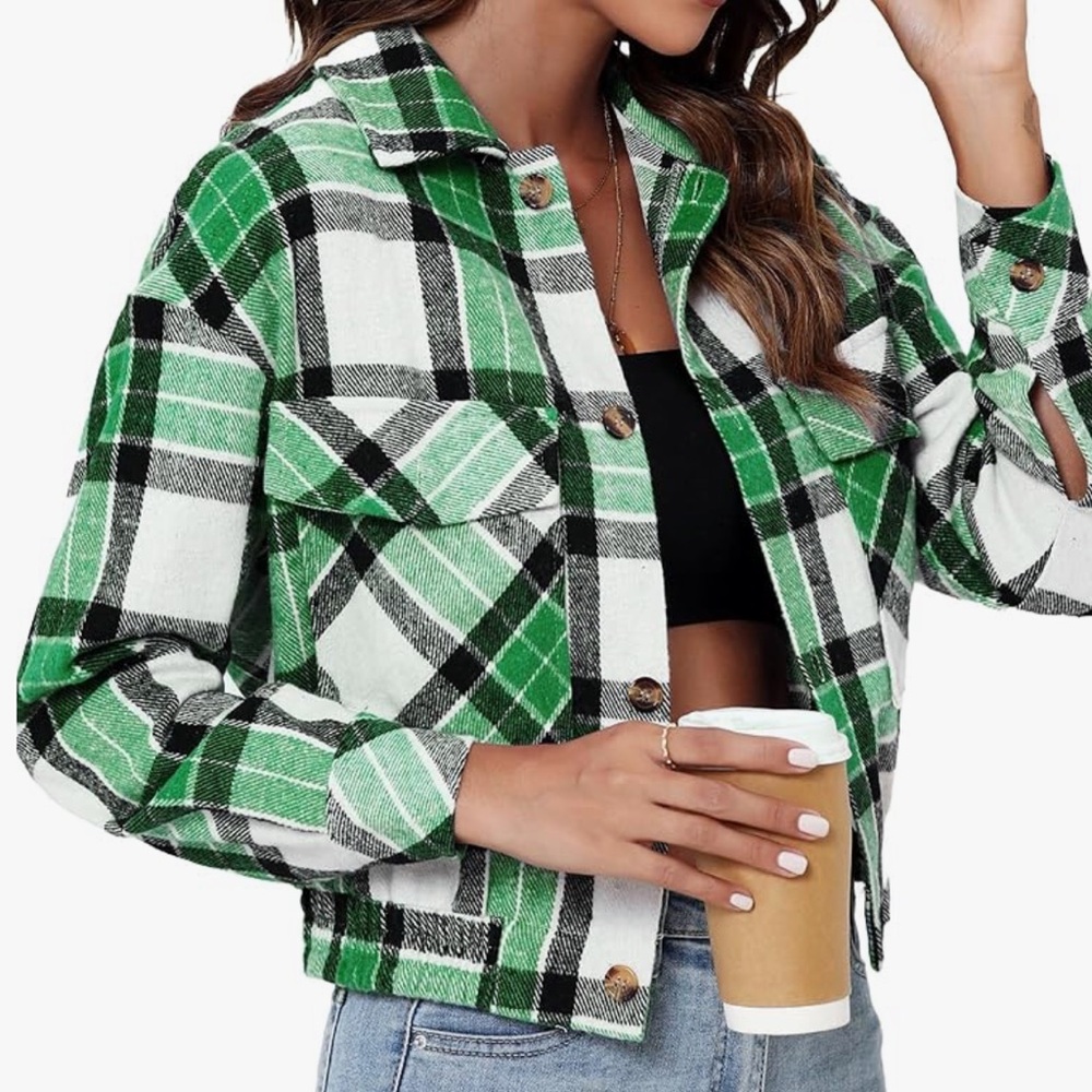 Chic Nation Green Plaid Jacket
